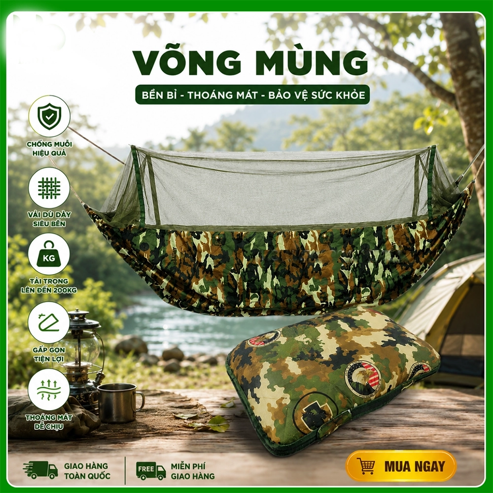 Võng Mùng Quân Đội Xếp Gọn Chống Muỗi Cao Cấp